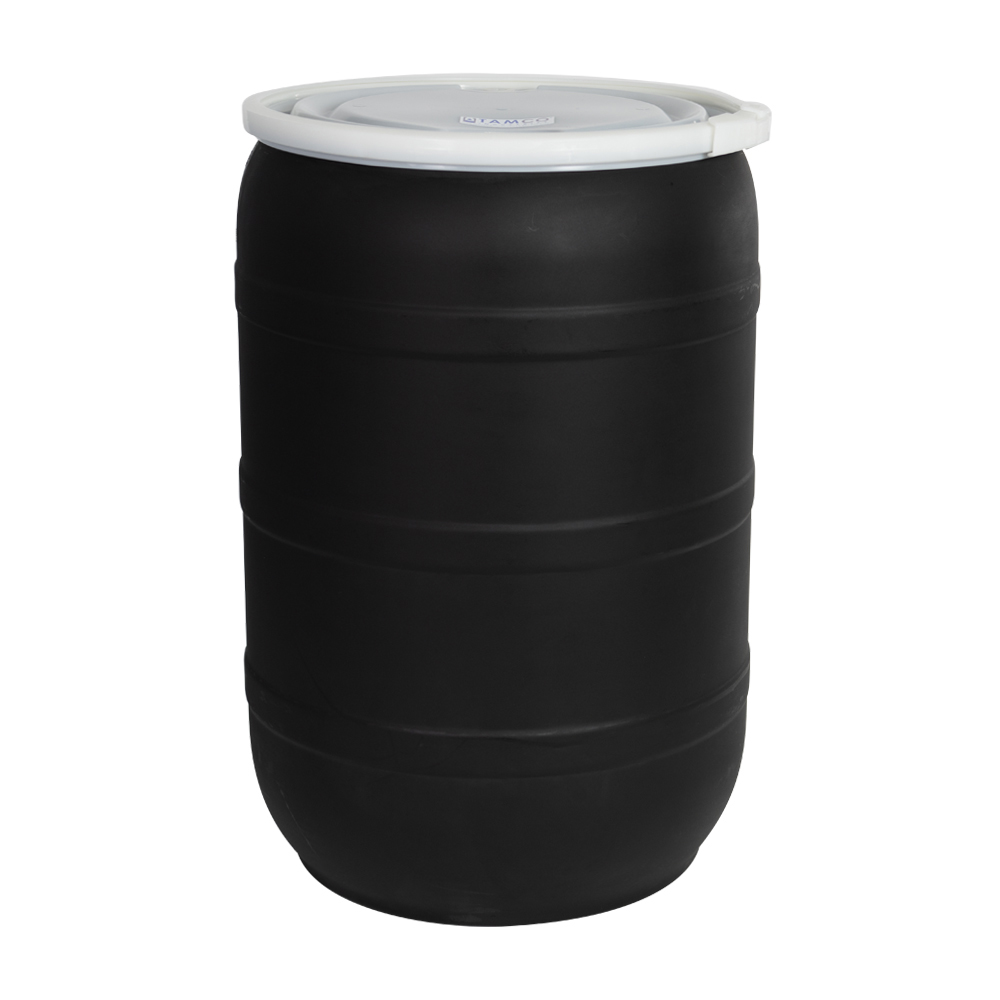 55 Gallon Black Tamco® Open Head Drum with Threaded Bungs