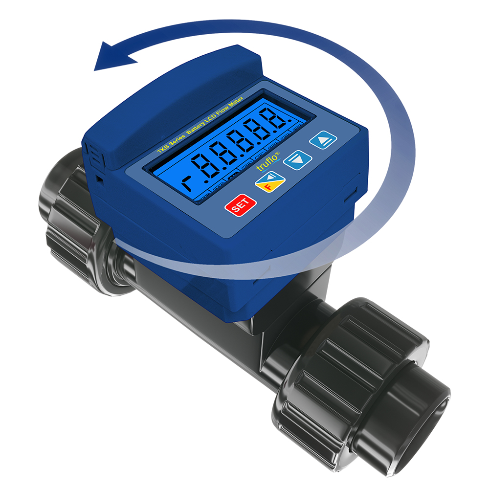 1" NPT Polypropylene TKB Series Battery-Operated In-Line Paddle Wheel Flow Meter