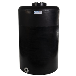 130 Gallon Tamco® Vertical Black PE Tank with 12-1/2" Lid & 2" Fitting - 30" Dia. x 49" High