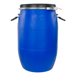 16 Gallon Blue UN Rated Open Head Drum with Lever Lock Lid & Attached Handles