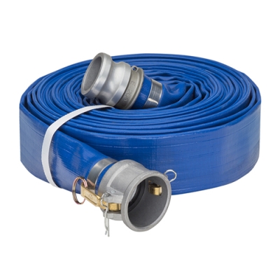 2" Blue PVC Water Discharge Hose Assembly w/Female Coupler & Male Adapter Ends