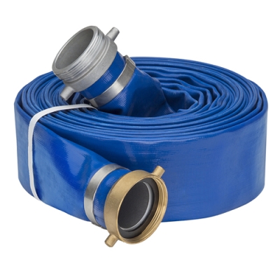 4" Blue PVC Water Discharge Hose Assembly w/Pin Lug Female & Male Ends