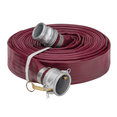 2" Red Heavy Duty PVC Water Discharge Hose Assembly w/Female Coupler & Male Adapter Ends