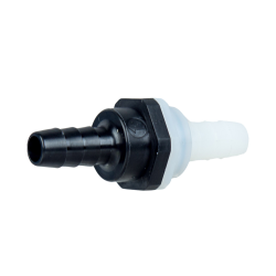 3/8 Hose Barb x 3/8 Hose Barb Natural Kynar Check Valve with 1 psi Spring & Viton Seal 1 Each 3/8 Hose Barb x 3/8 Hose Barb Natural Kynar Check Valve with 1 psi Spring & Viton Seal 1 Each