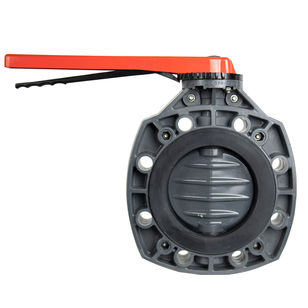 4" PVC Classic Butterfly Valve with Lever Handle & EPDM O-ring