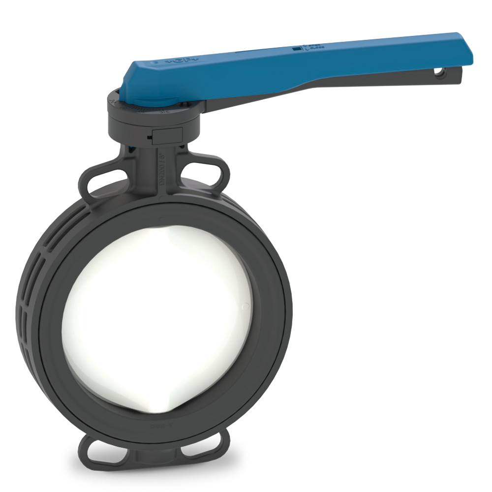 4" GF® Type 565 PVC Wafer Butterfly Valve with FKM Seal - Lever Operation