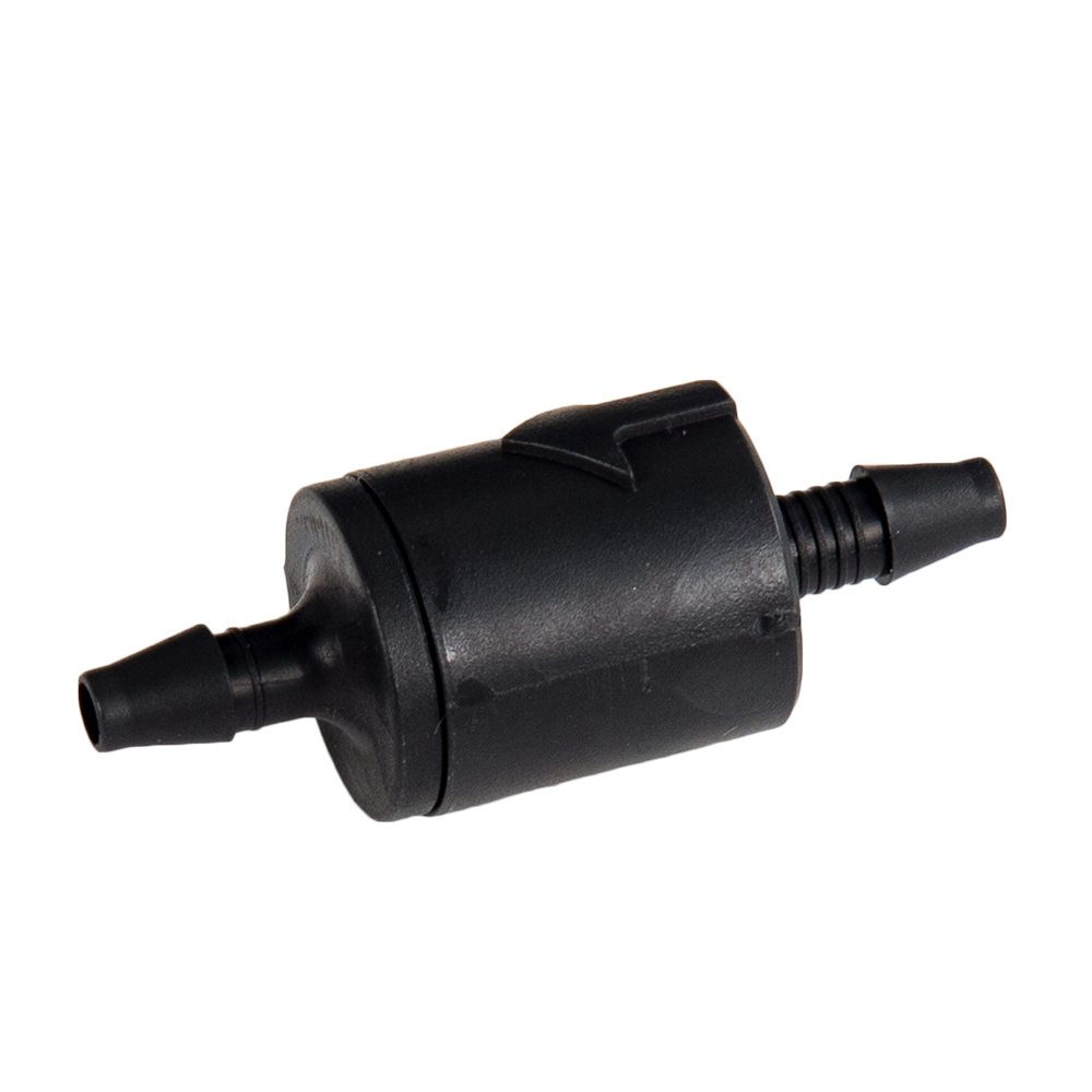 3/8 Hose Barb x 3/8 Hose Barb Natural Kynar Check Valve with 1 psi Spring & Viton Seal 1 Each 3/8 Hose Barb x 3/8 Hose Barb Natural Kynar Check Valve with 1 psi Spring & Viton Seal 1 Each