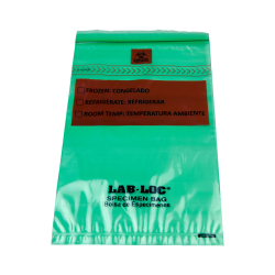 6" x 9" x 1.75mil Lab-Loc ® Specimen Bags with Removable Biohazard Symbol- Green