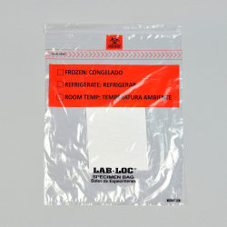 12" x 15" x 1.75mil Lab-Loc ® Specimen Bags with Removable Biohazard Symbol- contain Absorbent Pad- Clear