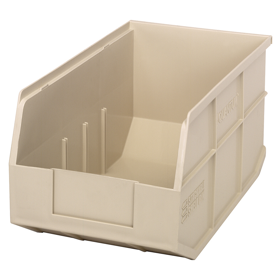 14" L x 81/4" W x 7" Hgt. Quantum® Ivory Stackable Shelf Bin U.S