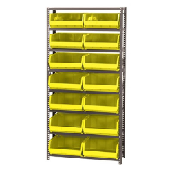12" W x 36" L x 75" Hgt. Storage Unit w/8 Shelves & 8 Yellow Bins 14-3/4" L x 16-1/2" W x 7" Hgt.