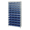 Shelf Bin System with 12 Shelves & 44 Blue Bins 17-7/8" L x 8-3/8" W x 4" Hgt.