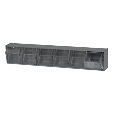 23-5/8" L x 4-1/2" W x 3-5/8" Hgt. Gray Tip Out Storage System with 6 Bins