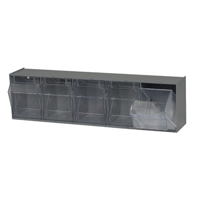 23-5/8" L x 6-1/2" W x 5-1/4" Hgt. Gray Tip Out Storage System with 5 Bins