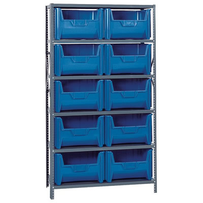 42" W x 16" D x 75" Hgt. Stackable Storage Bin Unit with Blue Bins