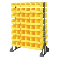 Double Sided Rack with 16 Rails & 96 Yellow Bins 11-7/8" L x 5-1/2" W x 5" Hgt.