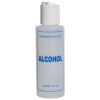 4 oz. Natural HDPE Cylinder Bottle with 24/410 White Dispensing Disc-Top Cap & Blue "Alcohol" Embossed