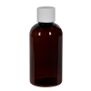 2 oz. Light Amber PET Traditional Boston Round Bottle with 20/400 White Ribbed Cap with F217 Liner
