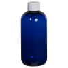 8 oz. Cobalt Blue PET Traditional Boston Round Bottle with 24/410 White Ribbed Cap with F217 Liner