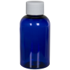 2 oz. Cobalt Blue PET Squat Boston Round Bottle with 20/410 White Ribbed Cap with F217 Liner
