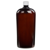 32 oz. Amber PET Vale High Clarity Oval Bottle with 28/415 White Ribbed Cap with F217 Liner