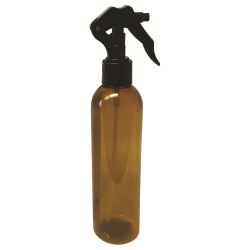 8 oz. Amber Bullet Spray Bottle with Black Micro Sprayer