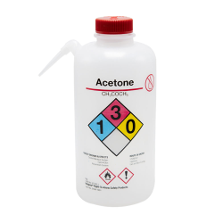32 oz./1000mL Acetone Nalgene™ Vented Unitary™ Right-To-Know Wash Bottle with Red 38mm Cap