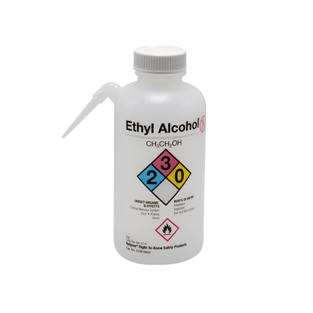 16 oz./500mL Ethyl Alcohol Nalgene™ Vented Unitary™ RightToKnow Wash