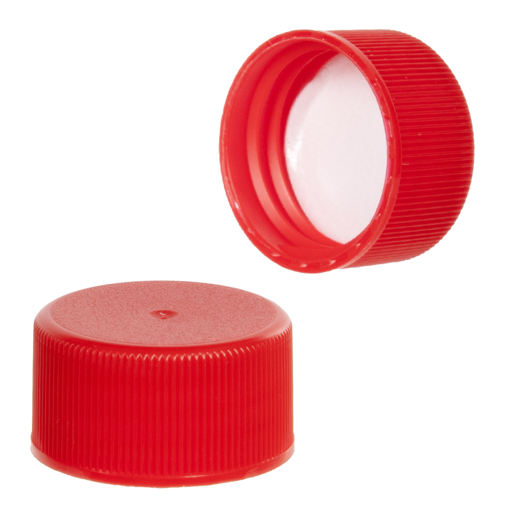 24/414 Red Ribbed Polypropylene Cap with F217 Liner