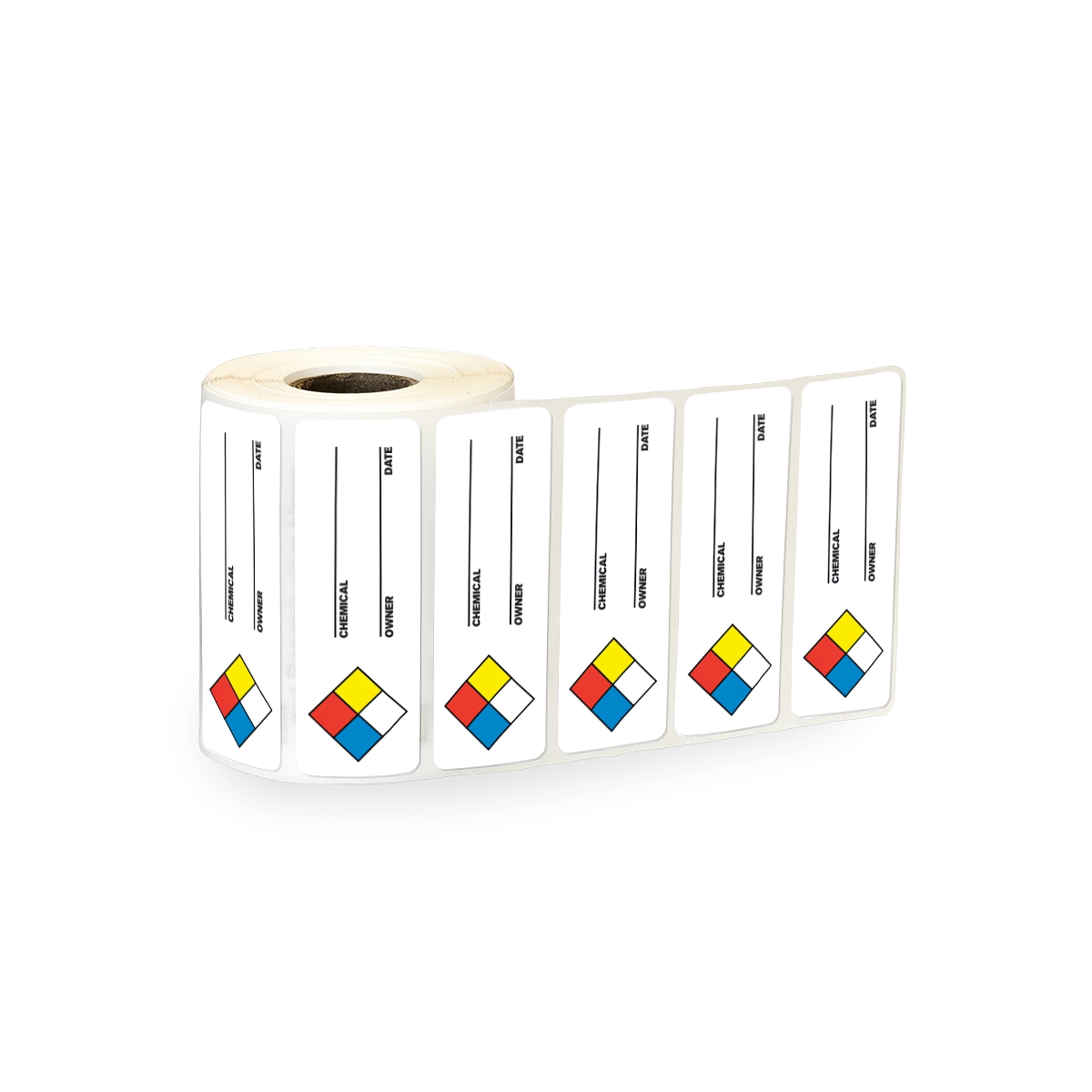 "Chemical __," "Owner __" & "Date __" Rectangular Water-Resistant Polypropylene Write-On Label - 3" x 1"