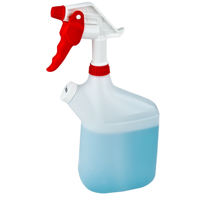 32 oz. (1000ml) Side-fill HDPE Bottle with Red & White Polypropylene Sprayer