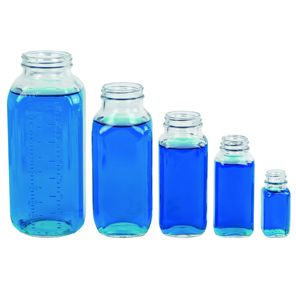 Wide Mouth French Square Glass Bottles