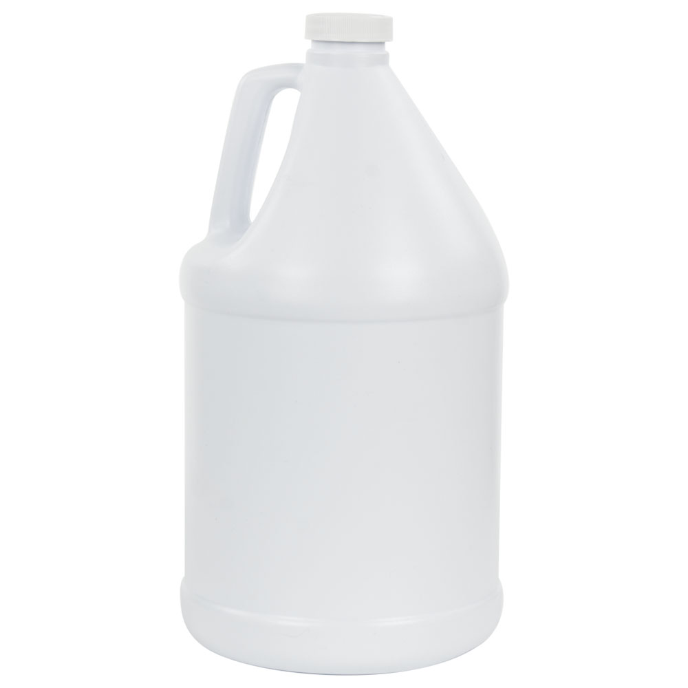 1 Gallon White HDPE Round Jug with 38/400 White Ribbed Cap with F217