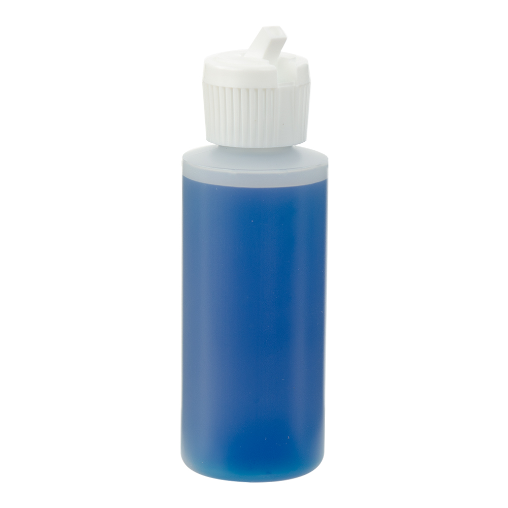 2 oz. Natural HDPE Cylindrical Sample Bottle with 20/410 White Ribbed Flip-Top Cap