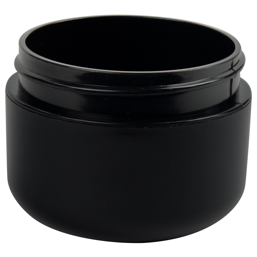 1 oz. Black Polypropylene Dome DoubleWall Round Jar with 53/400 Neck