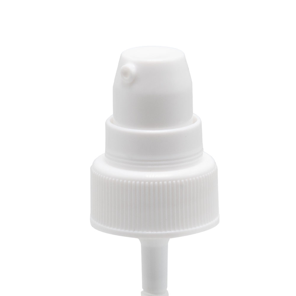 22/400 White Ribbed Treatment Pump - 4-3/16" Dip Tube & 180mcl Output