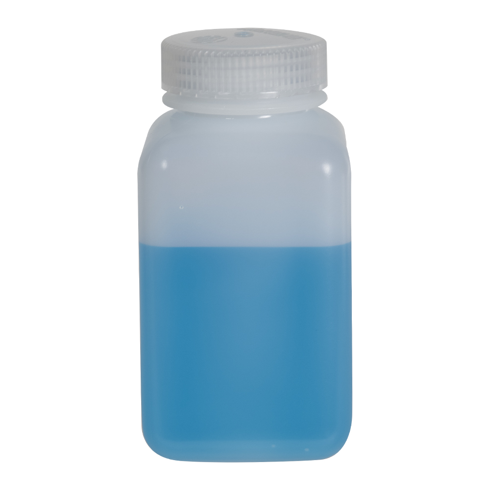 32 oz./1000mL Nalgene™ Wide Mouth Polyethylene Square Bottle with 63mm Cap