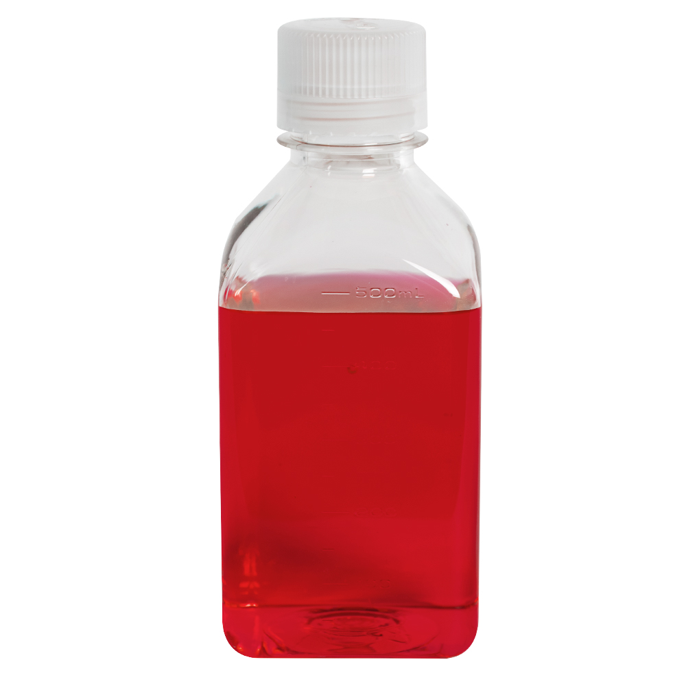 16 oz./500mL Nalgene™ Narrow Mouth Polycarbonate Square Bottle with 38/430 Cap