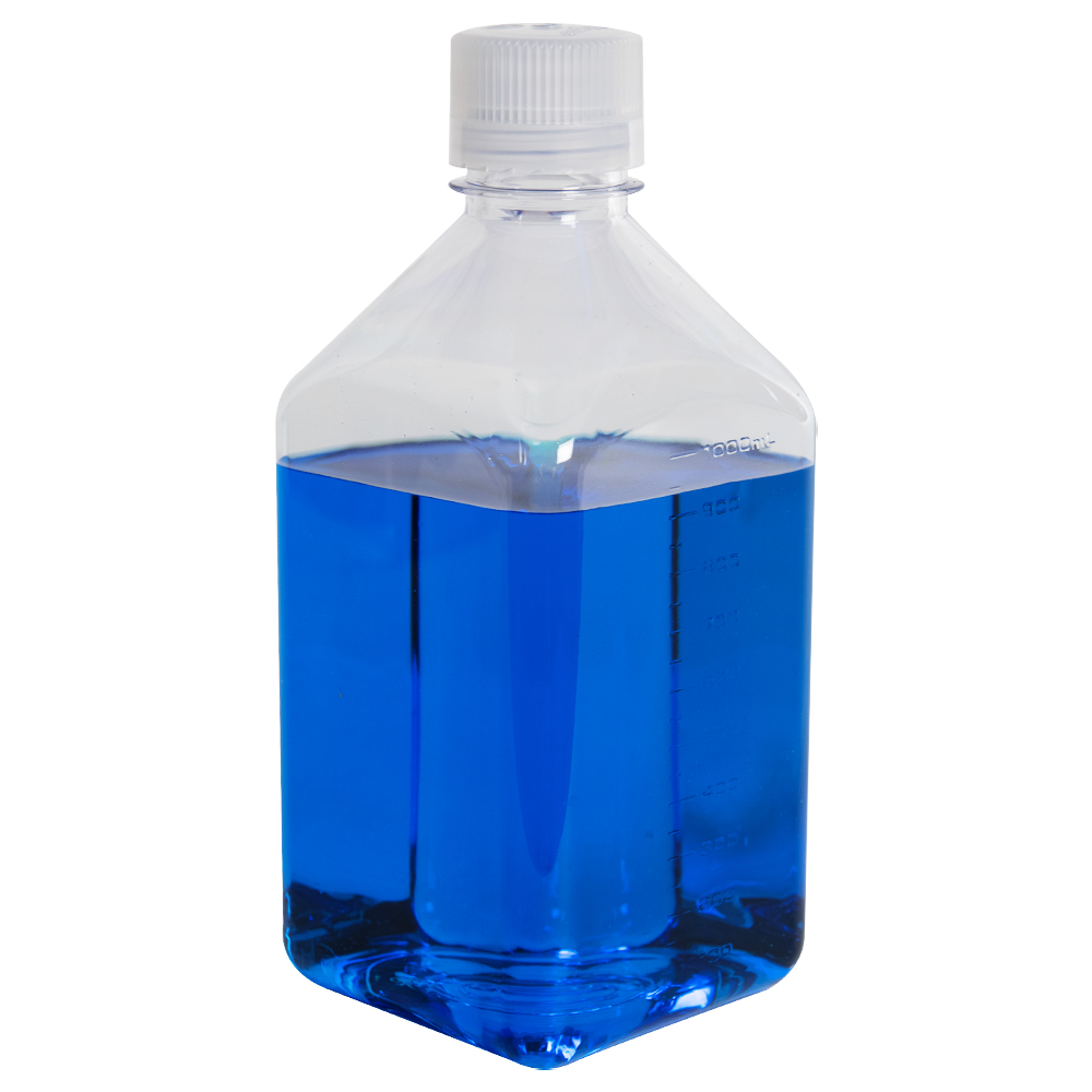 32 oz./1000mL Nalgene™ Narrow Mouth Polycarbonate Square Bottle with 38/430 Cap