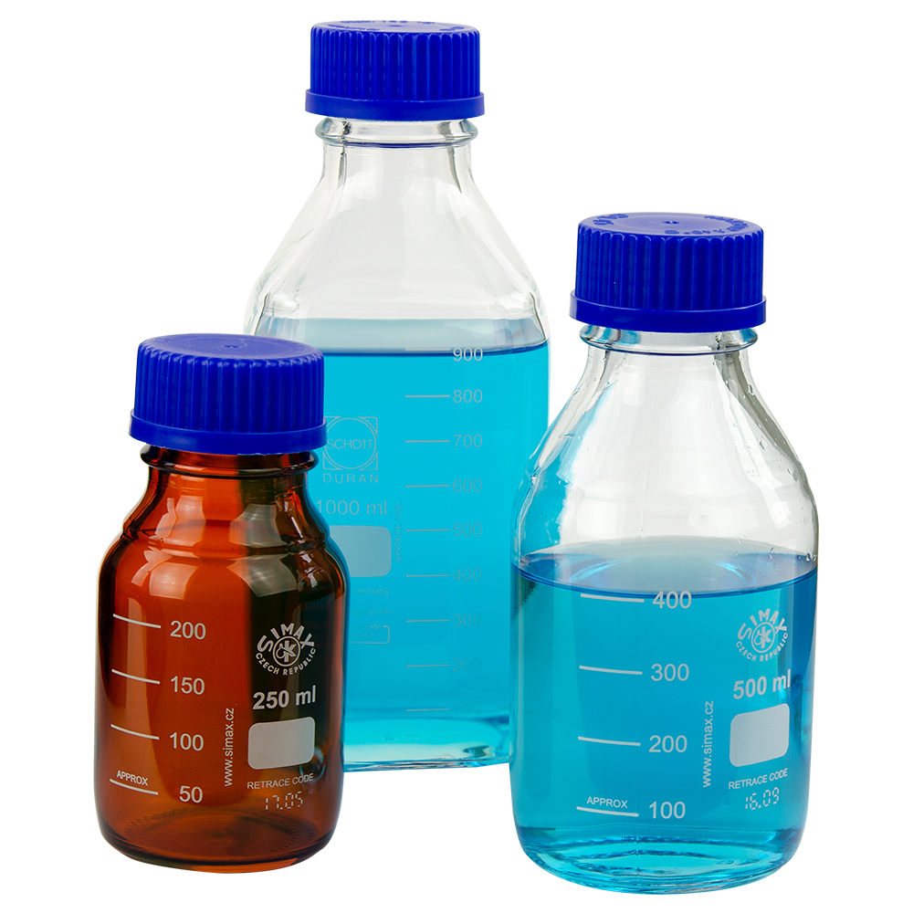 Round & Square Glass Media Bottles with Caps U.S. Plastic Corp.