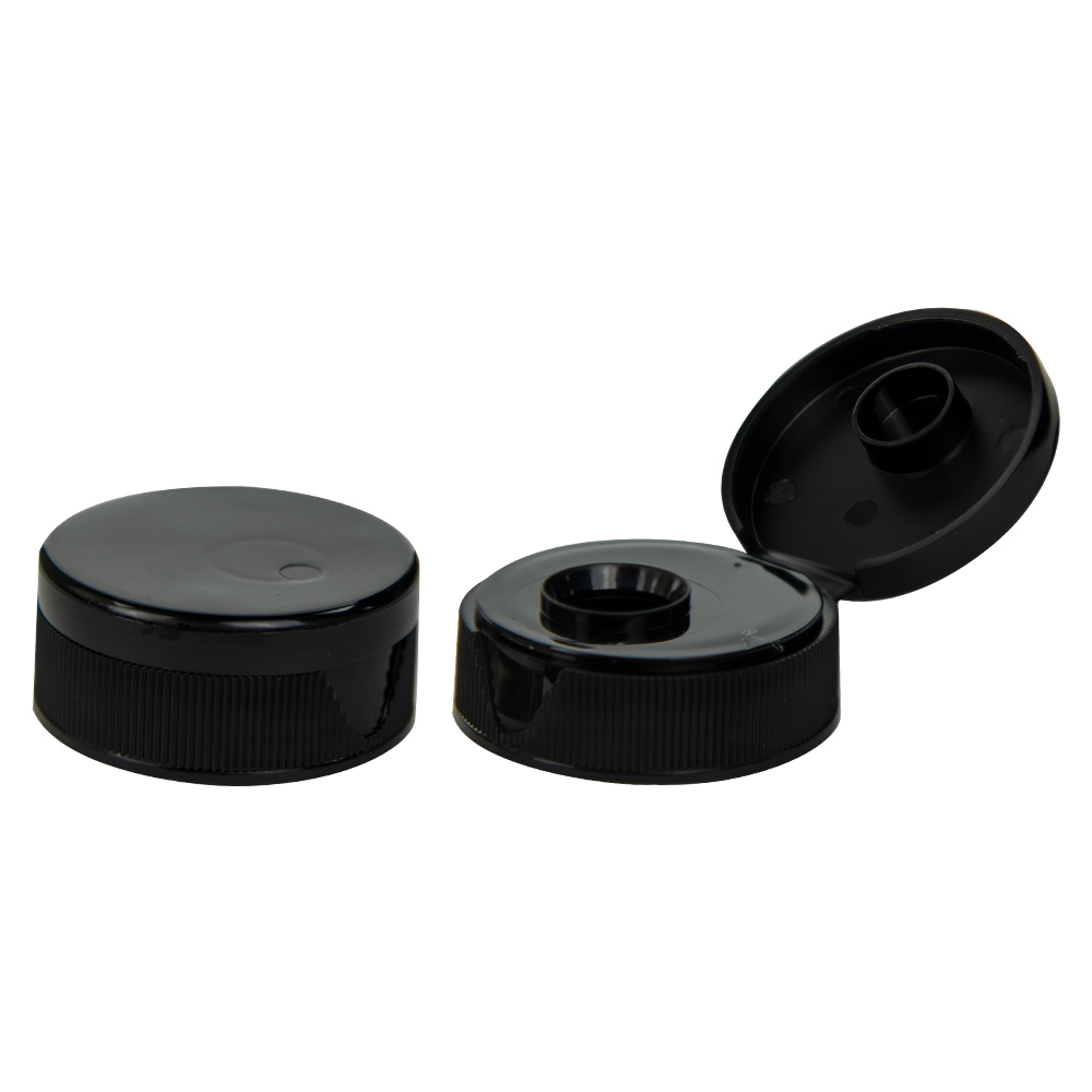38/400 Black Ribbed SnapTop Dispensing Cap with 0.5" Orifice U.S