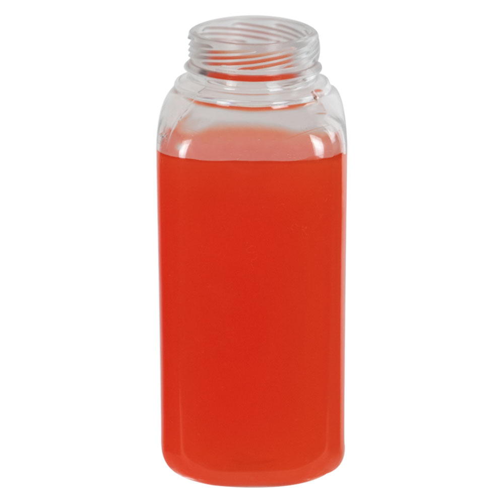 8 oz. Clear PET French Square Bottle with 38mm ISS/IPEC Neck (Cap Sold Separately)
