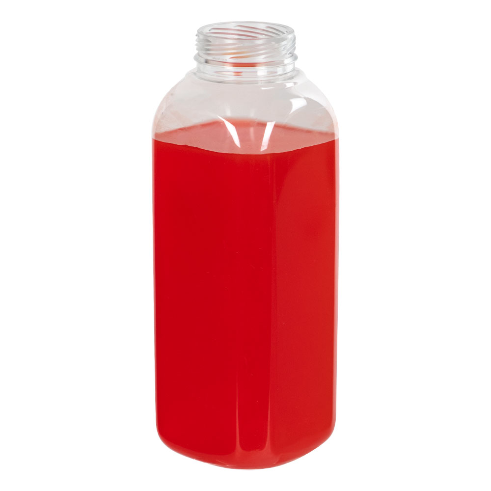 12 oz. Clear PET French Square Bottle with 38mm ISS/IPEC Neck (Cap Sold Separately)