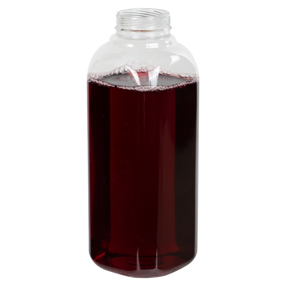 16 oz. Clear PET French Square Bottle with 38mm ISS/IPEC Neck (Cap Sold Separately)