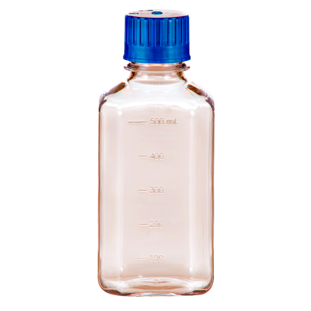 500mL Polycarbonate Graduated Square Bottles with 38/430 Caps U.S