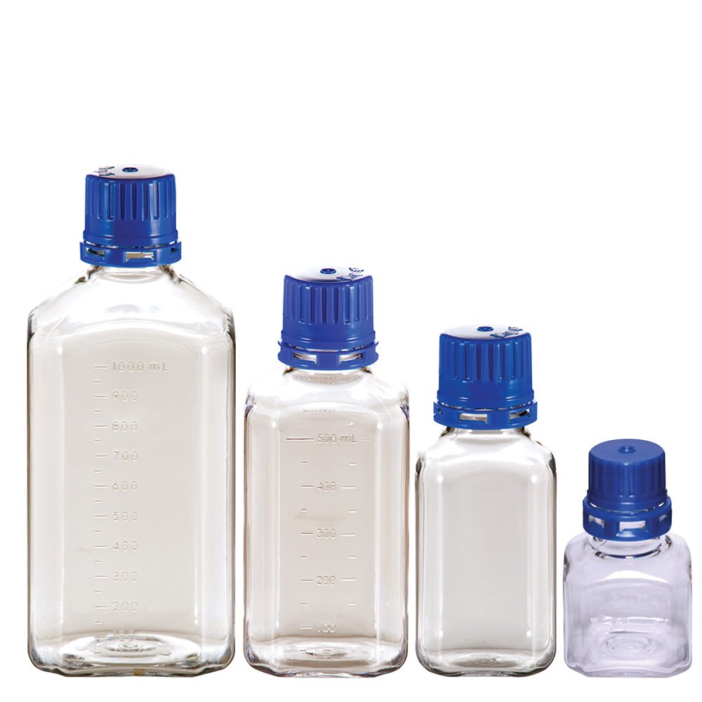PETG Square Sterile Media Bottles with Caps U.S. Plastic Corp.