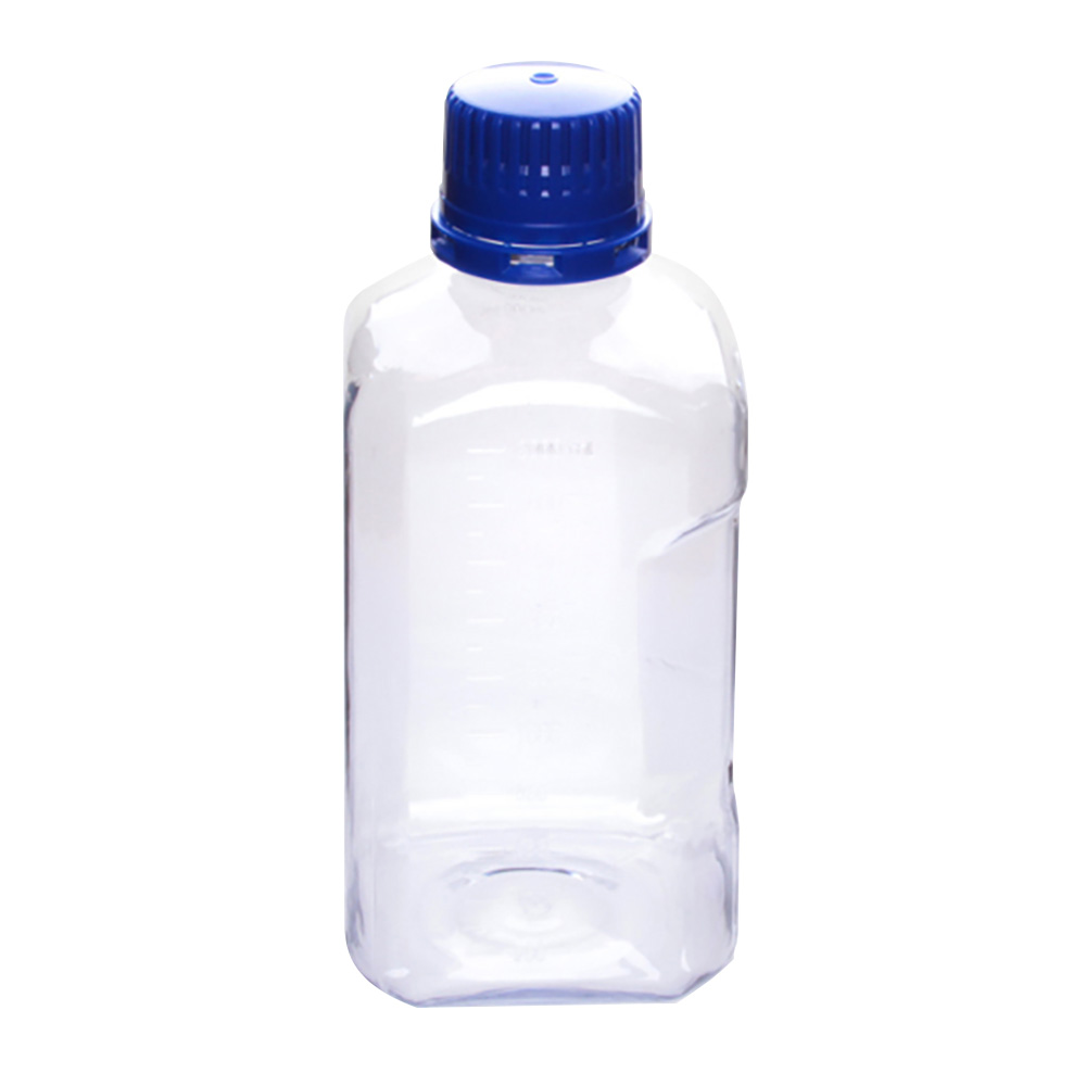 2000mL PETG Graduated Square Sterile Bottles with 53B Blue Tamper