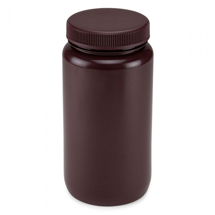 2 Liter Diamond® RealSeal™ HDPE Amber Large Format Round Bottle with 100mm Cap