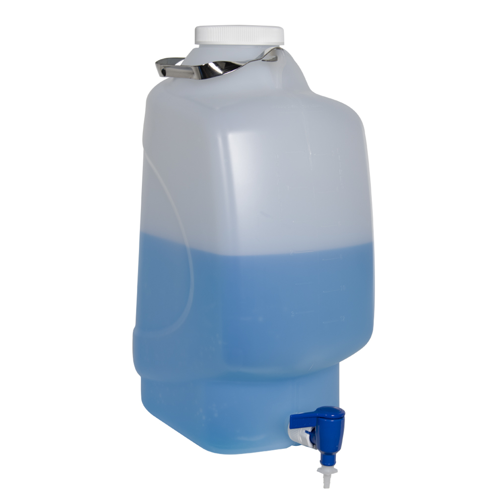 20 Liter Diamond® RealSeal™ Rectangular Polypropylene Carboy with Spigot