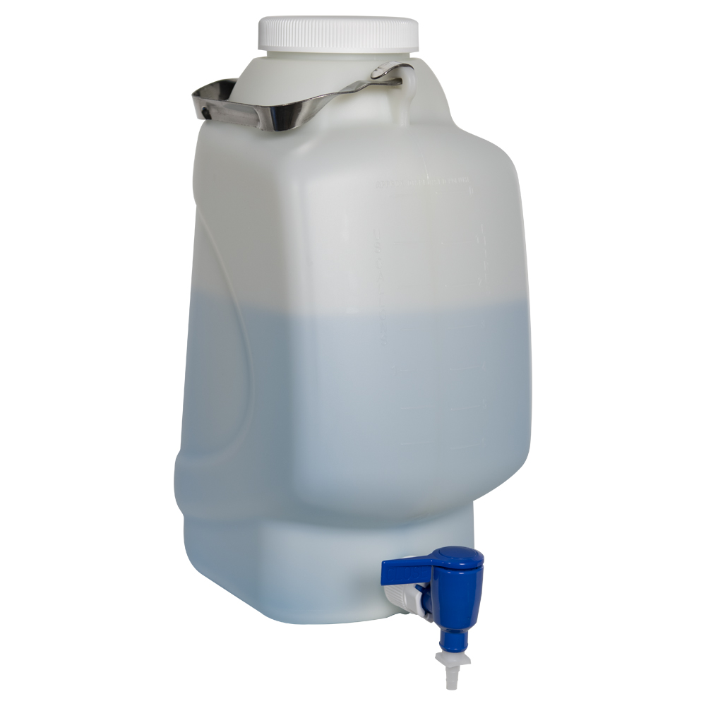 10 Liter Diamond® RealSeal™ Rectangular HDPE Carboy with Spigot